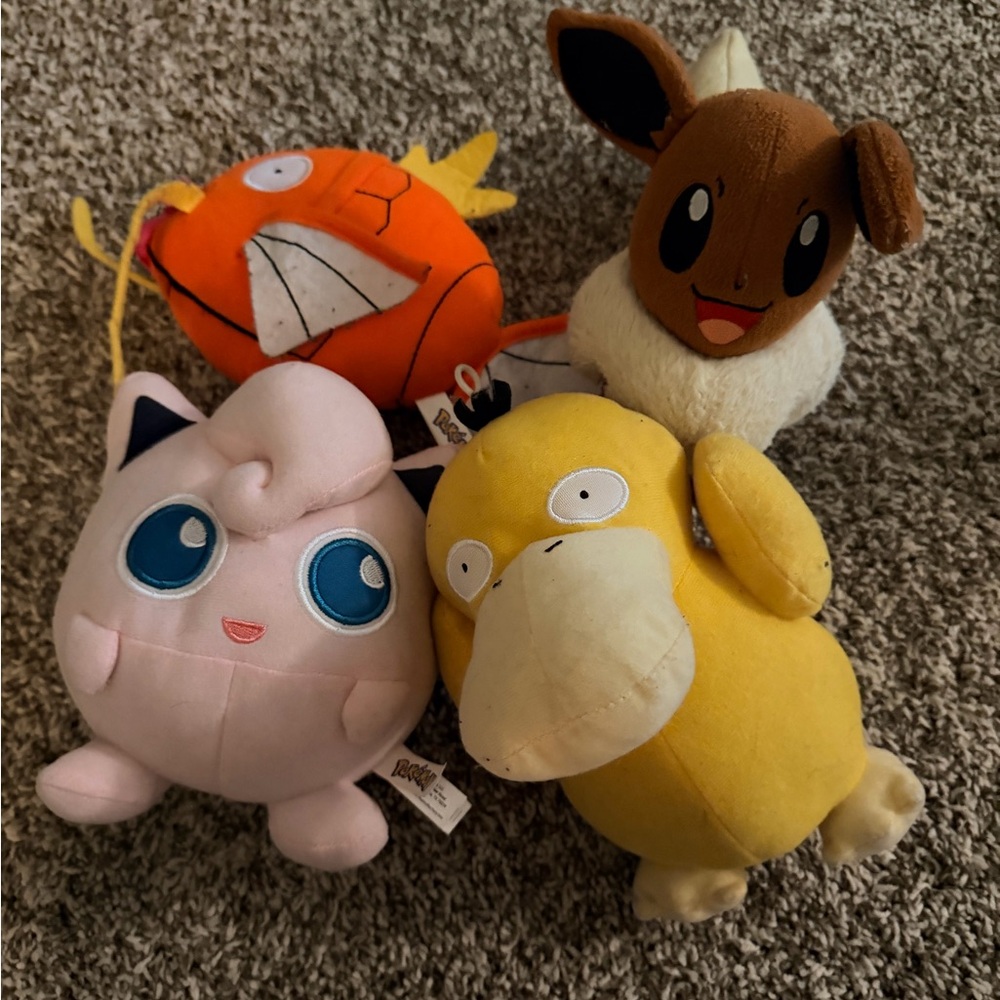 Pokemon Plush Toy Set - Jigglypuff, Magikarp, Eevee, Psyduck Bundle